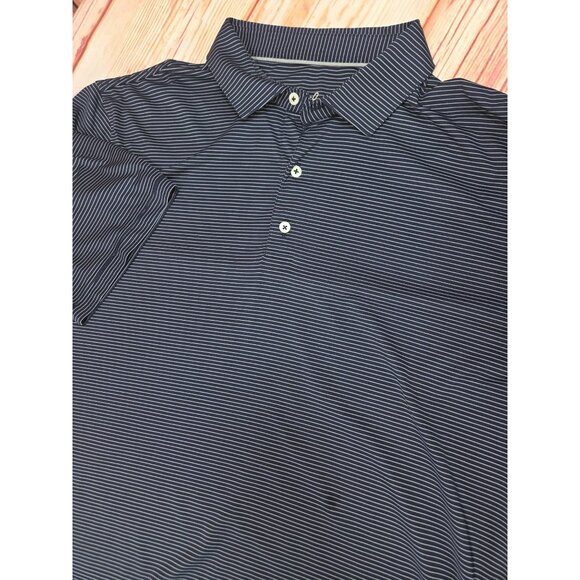 Johnnie-O Mens XL Navy Blue Striped Polo Shirt - Picture 4 of 8